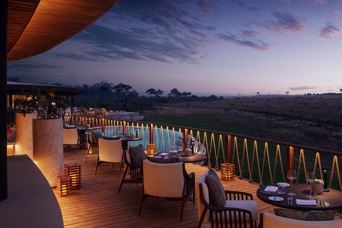 Dinner on the sky deck at dusk