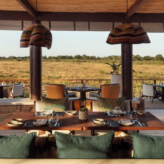 Open-air dining overlooking the plains