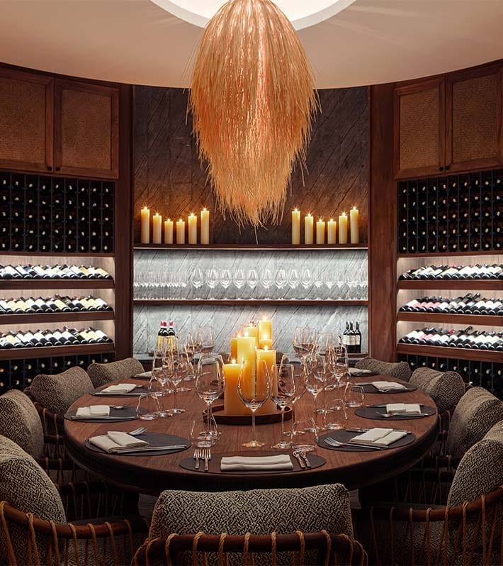 Candlelit private wine cellar